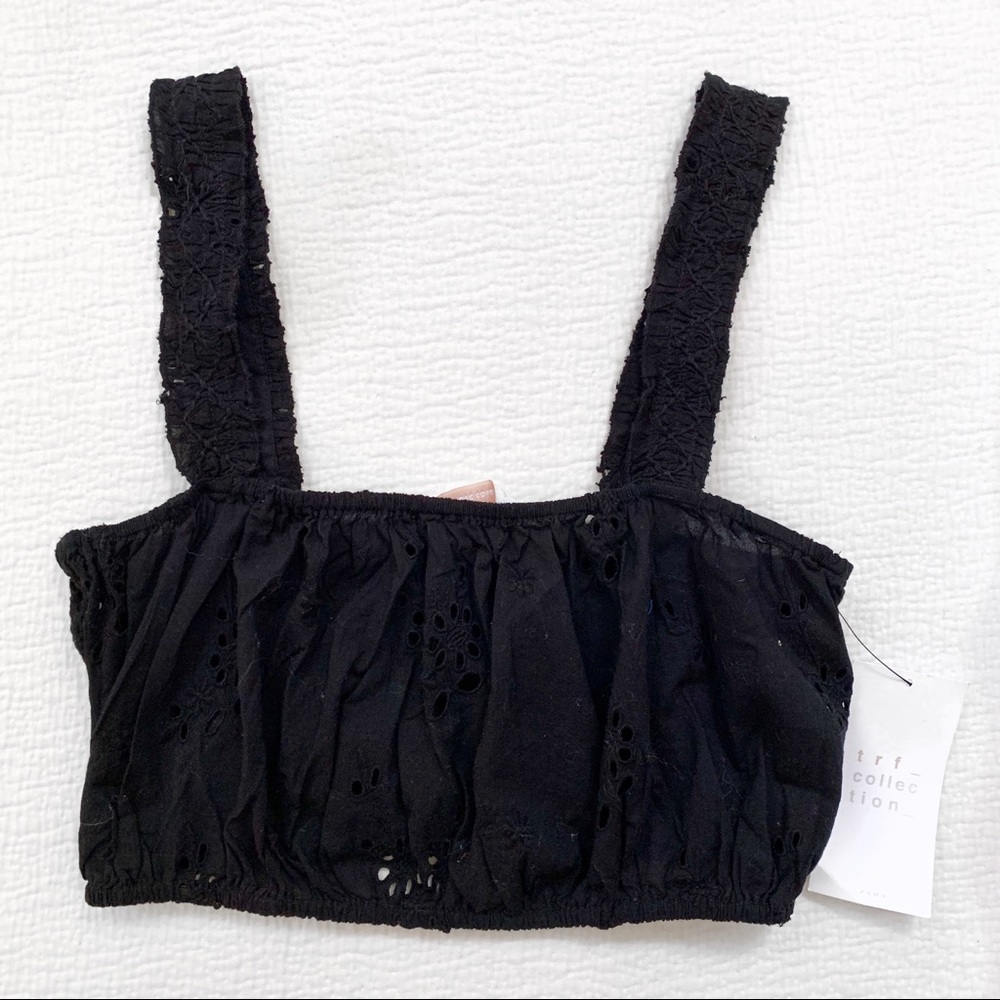 Zara Black Eyelet Crop Tank